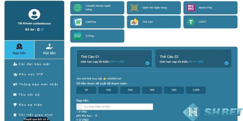 Nạp tiền SHBET: phương thức đa dạng và tiện lợi nhất